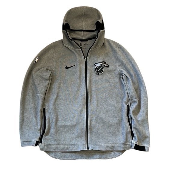 Nike Miami Heat NBA Team Full Zip Hoodie Gray Dri-Fit Therma-Flex Swoosh Large - Picture 1 of 16